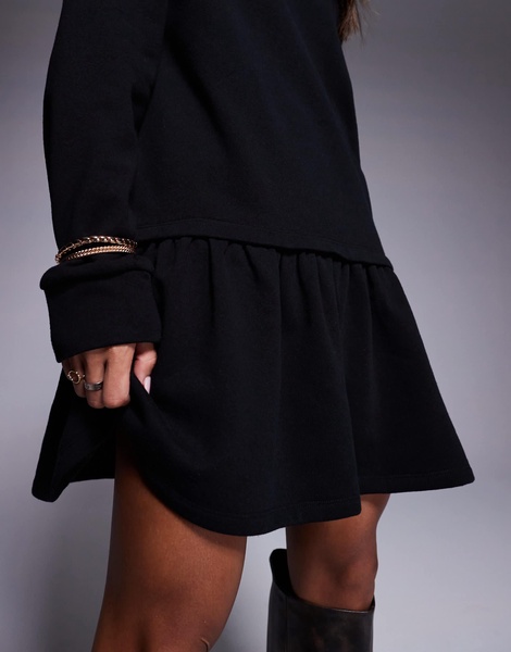 ASOS DESIGN dropped waist sweatshirt dress in black