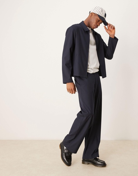 ASOS DESIGN smart button-up shacket in navy - part of a set
