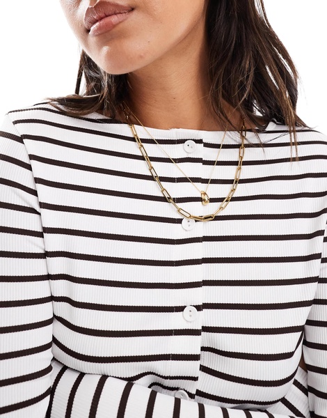 ASOS DESIGN striped cardigan in brown and white