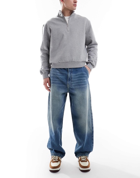 Bershka skater fit jeans in mid blue