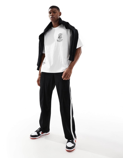 Bershka wide fit side panel sweatpants in black
