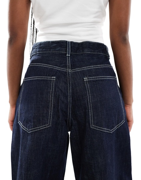 Bershka wide balloon leg jeans in indigo wash