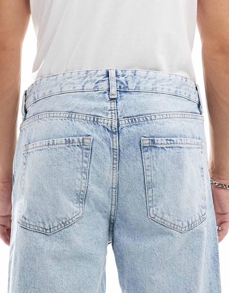 Bershka straight vintage jeans in light blue