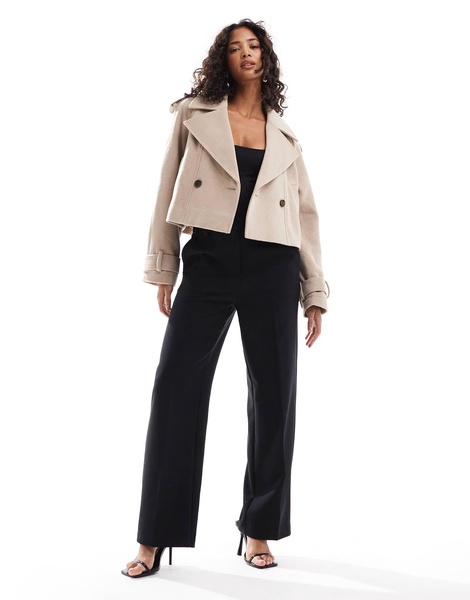 ASOS DESIGN cropped formal trench coat in mushroom