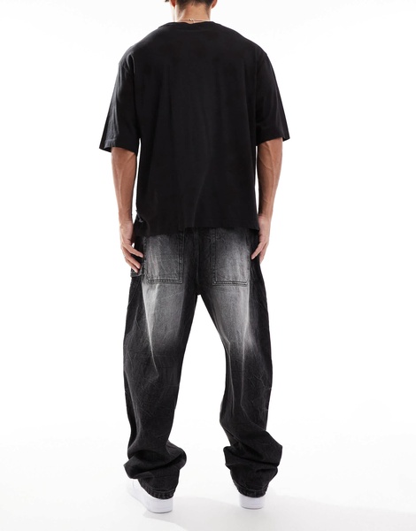 Bershka baggy carpenter fit jeans in black
