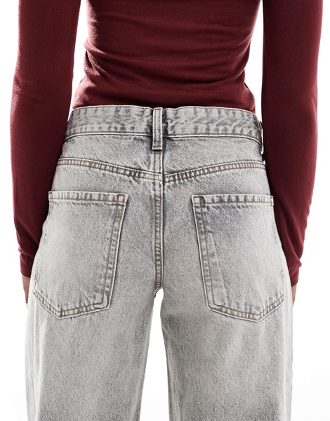 Bershka baggy straight leg jeans in washed gray