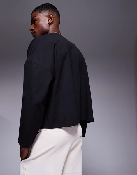 ASOS DESIGN heavyweight extreme oversized boxy long sleeve t-shirt in black
