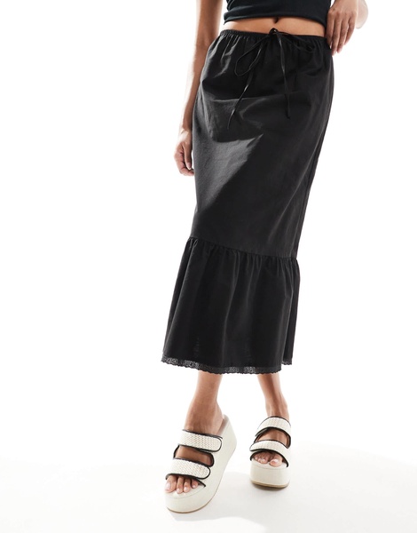 ASOS DESIGN Teenager weave detail flatform mules in natural