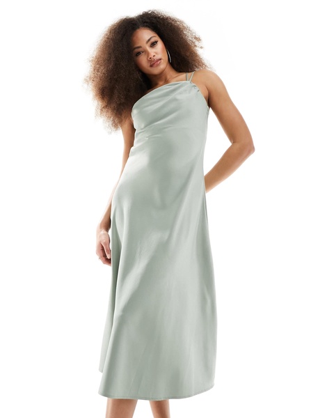 Anaya bridesmaid one shoulder cami midi dress in sage