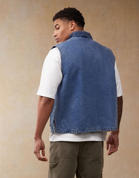 Levi's Workwear Sansome padded denim vest in mid wash blue