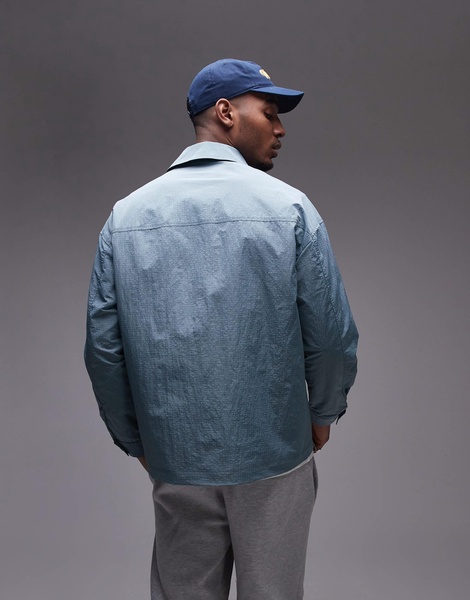 Topman lightweight ripstop jacket in blue
