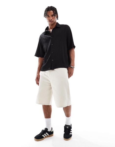 Bershka knit textured shirt in black