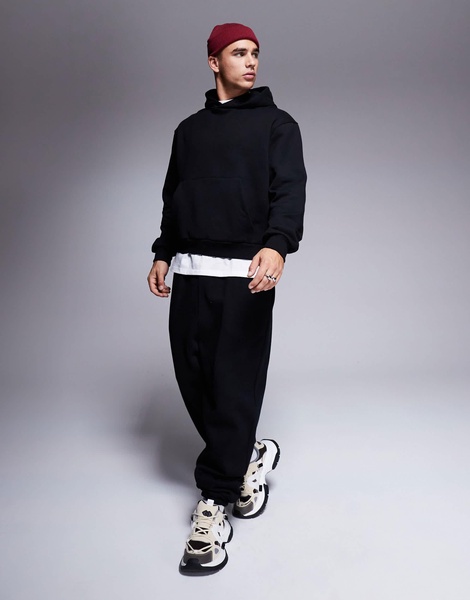 ASOS DESIGN premium heavyweight boxy oversized hoodie 400gsm in black