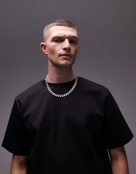 ARKET heavyweight interlock jersey oversized T-shirt in black