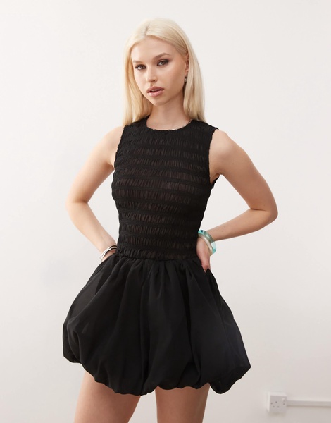 Amy Lynn Eleanor sleeveless puffball mini dress in black