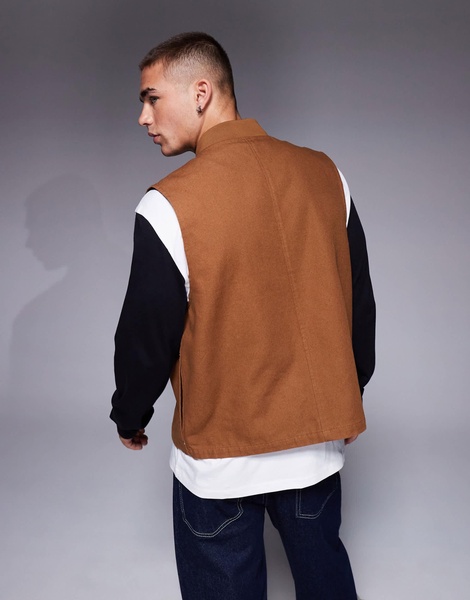 ASOS DESIGN washed vest in tan