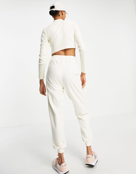 ASOS DESIGN Hourglass tracksuit with ribbed funnel neck jacket and sweatpants in biscuit