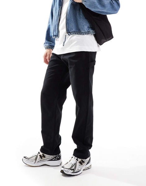 Jack & Jones wide fit carpenter pants in black