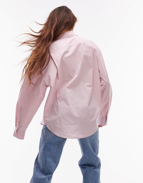 ARKET oversized shirt in pink stripes