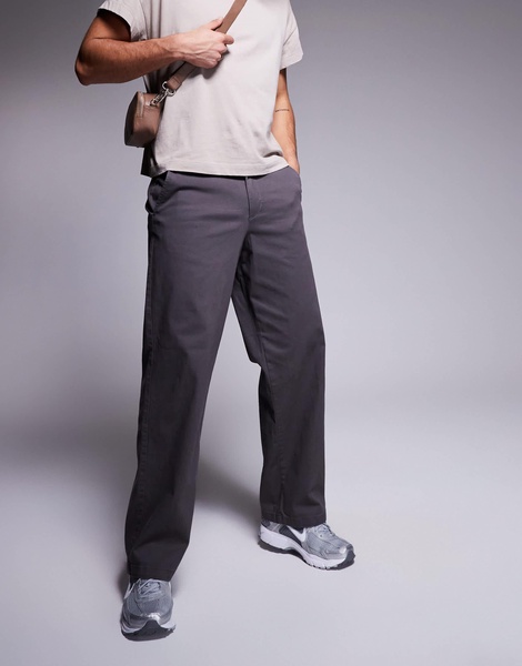 ADPT wide fit chino pants in gray