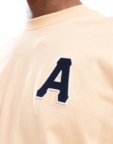 AAPE by A Bathing Ape backprint logo T-shirt in apricot
