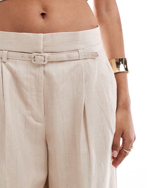 Mango linen mix pants in light beige - part of a set