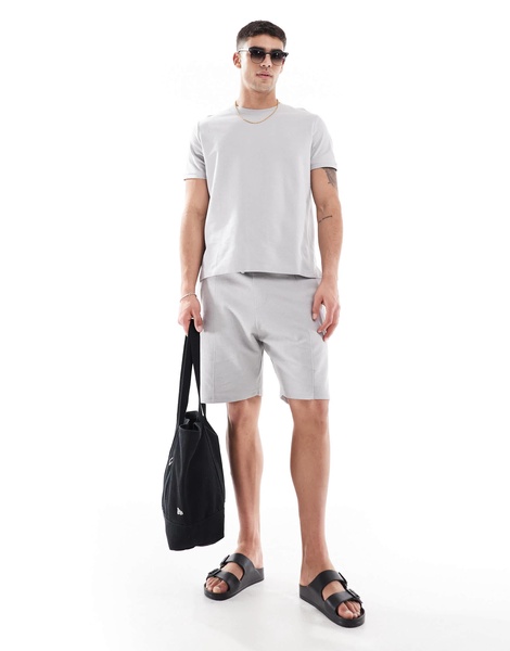 Bershka textured shorts in light gray - part of a set