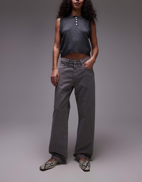 ARKET Shore low waist relaxed boyfriend fit jeans in soft gray wash