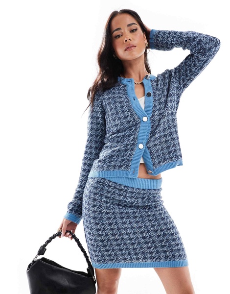 Vero Moda knit houndstooth cardigan in blue - part of a set