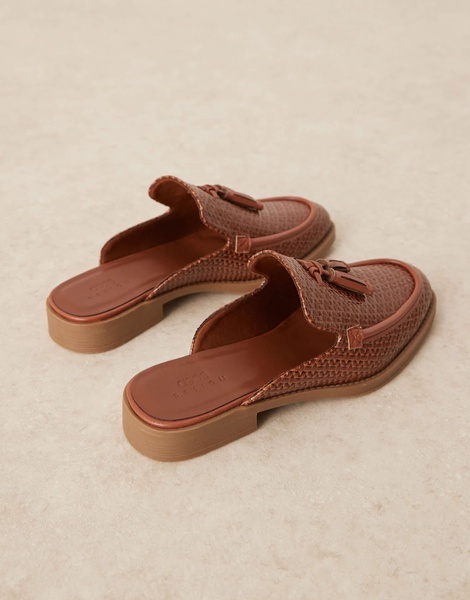 ASOS DESIGN mule loafers in tan weave