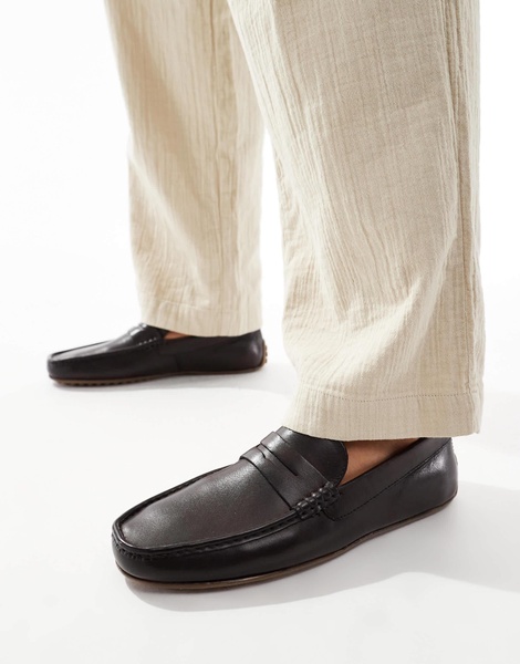 ASOS DESIGN driver loafers in brown leather