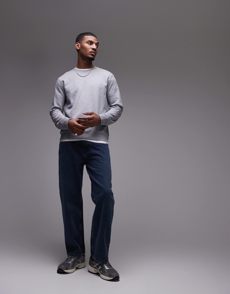 ARKET minimal jersey sweatshirt with crew neck in gray