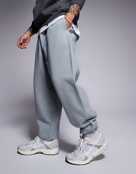 ASOS DESIGN premium heavyweight oversized joggers in light washed gray