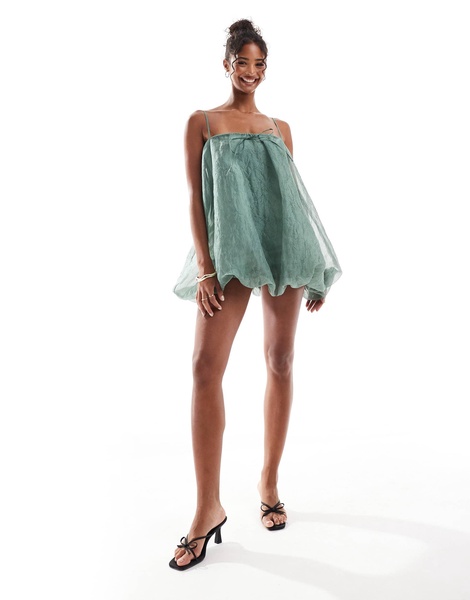ASOS DESIGN square neck puffball romper in mint