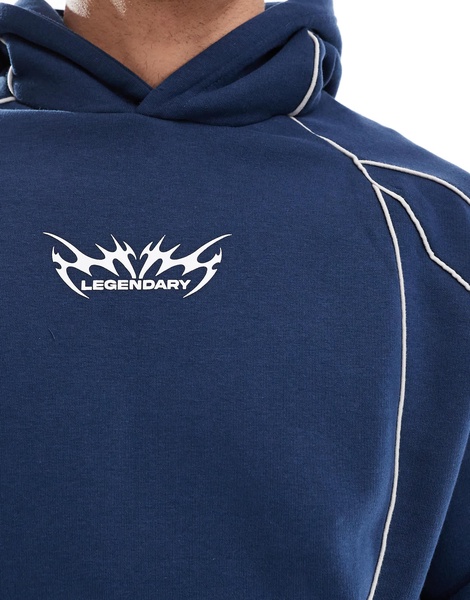 Bershka piped hoodie in blue - part of a set