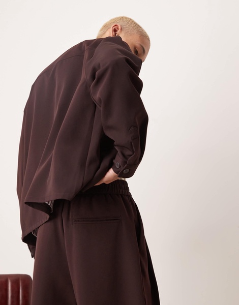 Bershka premium smart pants in burgundy - part of a set