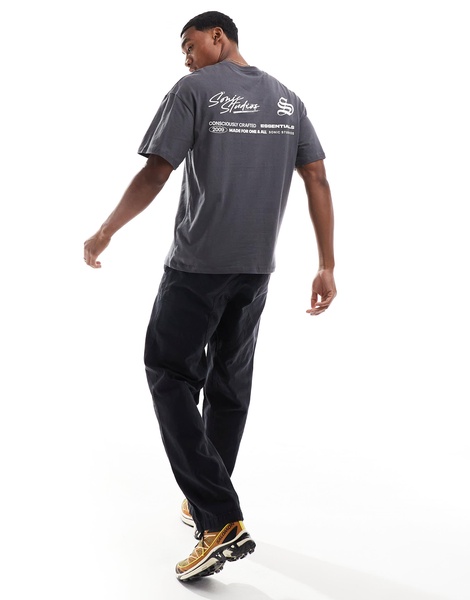 ADPT oversized T-shirt with text backprint in gray