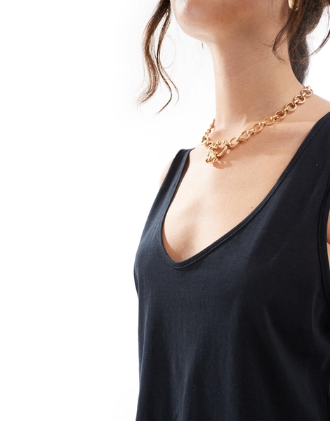 ASOS DESIGN ultimate tank top with scoop neck in cotton in black - BLACK
