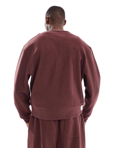 ASOS DESIGN oversized textured cardigan in burgundy - part of a set