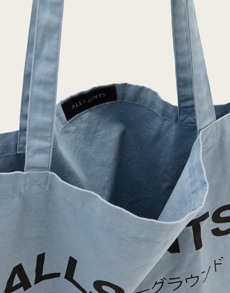 AllSaints Underground unisex shopper tote bag in stonewash blue