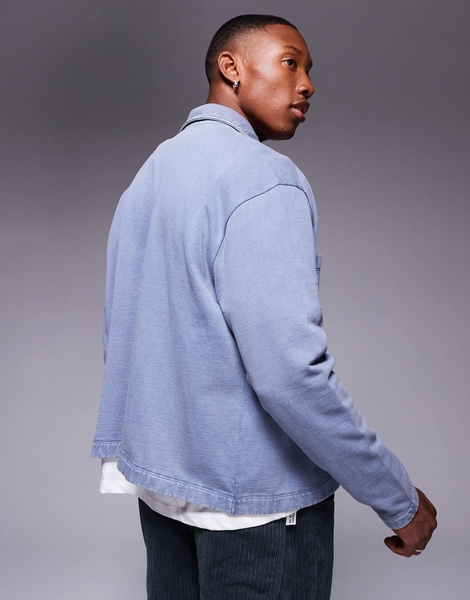 ASOS DESIGN washed jersey cardigan in washed blue