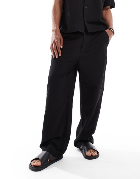 Bershka plisse baggy sweatpants in black - part of a set