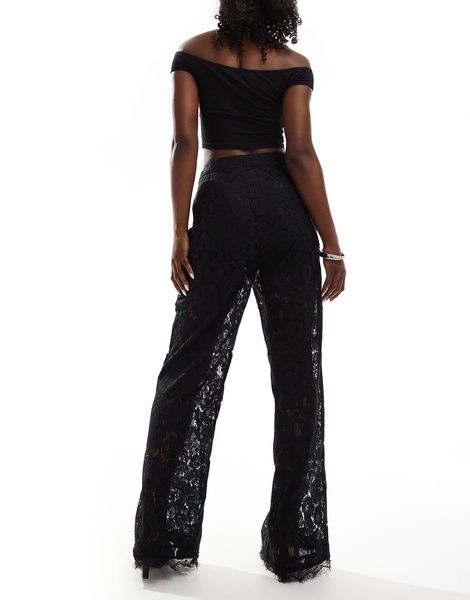 ASOS DESIGN lace wide leg pants in black