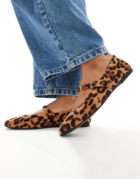 ASOS DESIGN Lottie Mary Jane Ballet flats in leopard