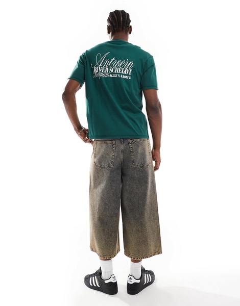 Another Influence antwerp slogan oversized boxy t-shirt in forest green
