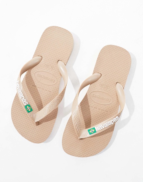 Havaianas unisex Brazil logo flip flops in rose gold