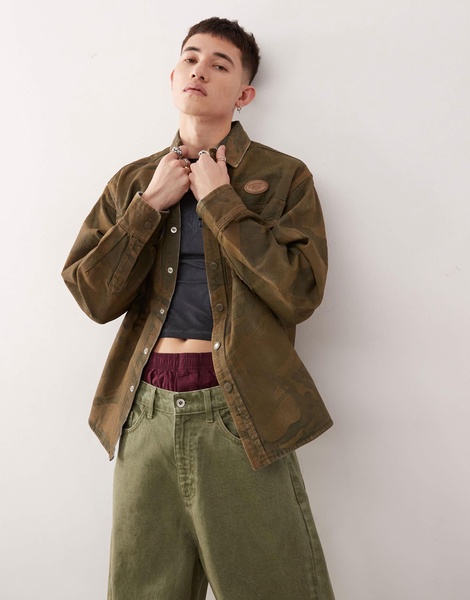 AAPE By A Bathing Ape long sleeve shacket in brown