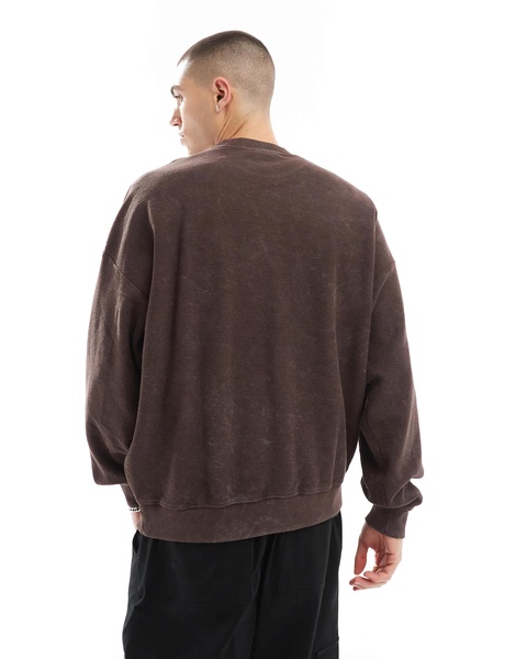 Bershka textured sweatshirt in brown