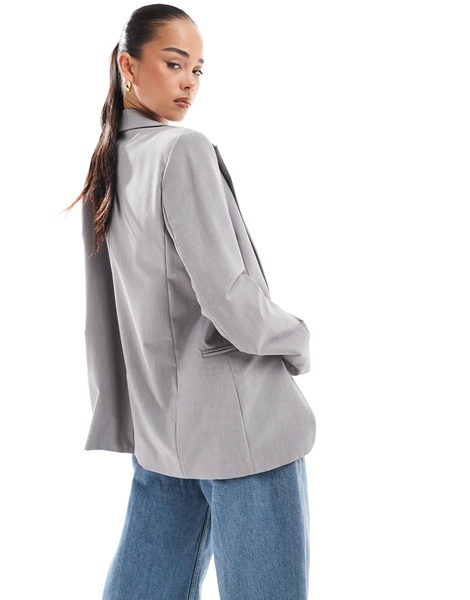 Bershka menswear inspired oversized blazer in light gray