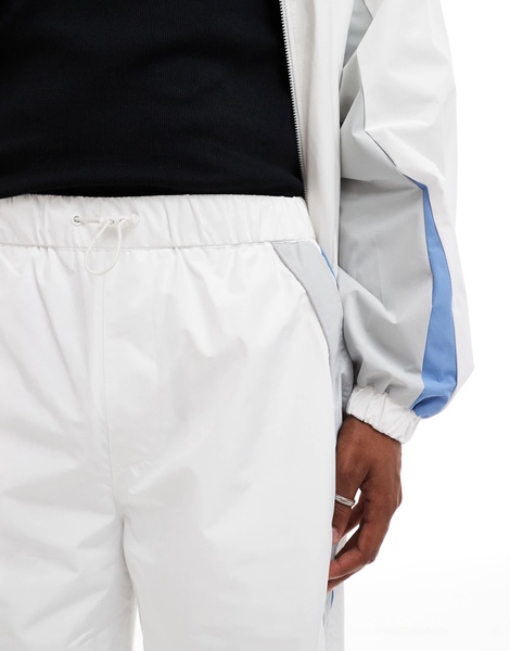 Bershka sporty panel tracksuit pants in white